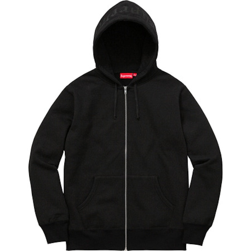 Supreme Old English Hood Logo Zip Up Hoodie Black