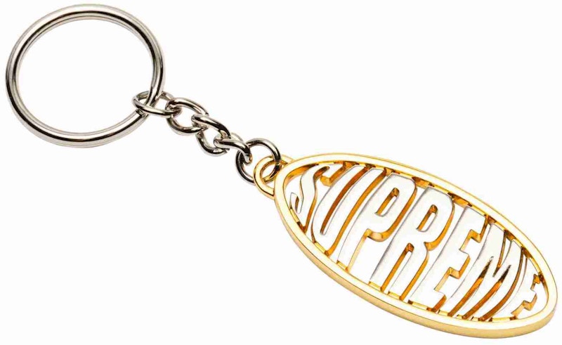 Supreme Oval Logo Keychain Silver