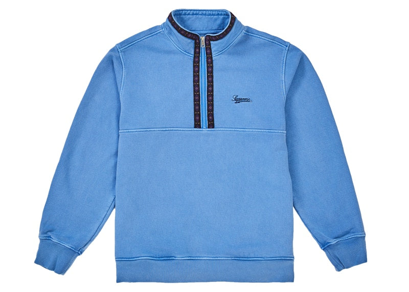 Supreme Overdyed Half Zip Sweatshirt Blue