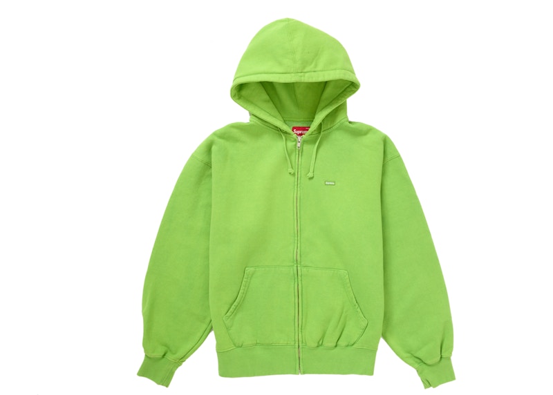 Supreme Overdyed Small Box Zip Up Hooded Sweatshirt Lime