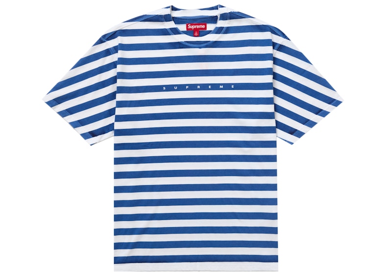 Supreme Overprint Stripe S/S Top Navy