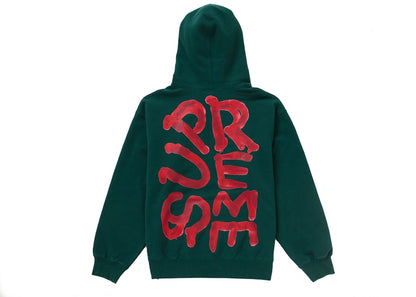 Supreme Paint Hooded Sweatshirt Dark Green