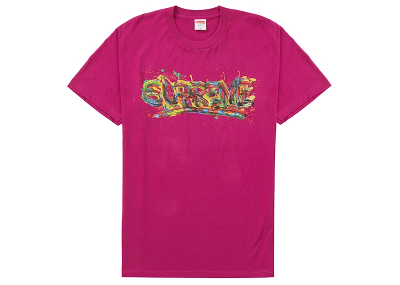 Supreme Paint Logo Tee Magenta