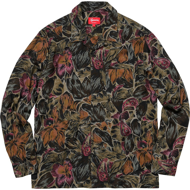 Supreme Painted Floral Rayon Shirt Olive