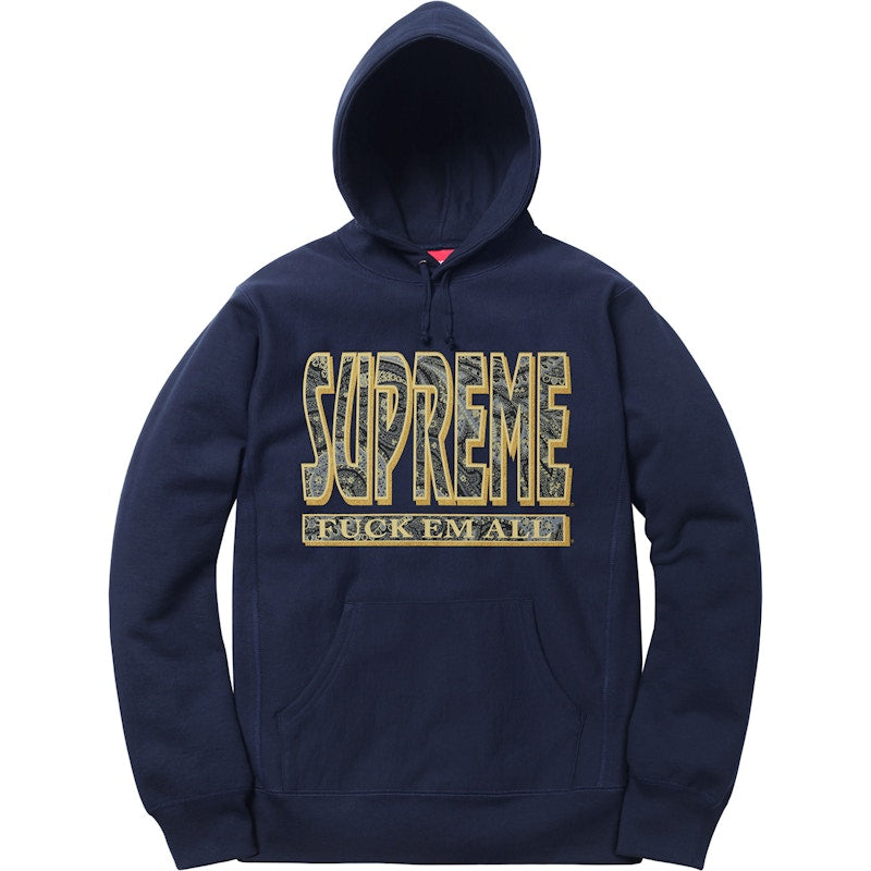 Supreme Paisley Fuck Em All Hoodie Navy