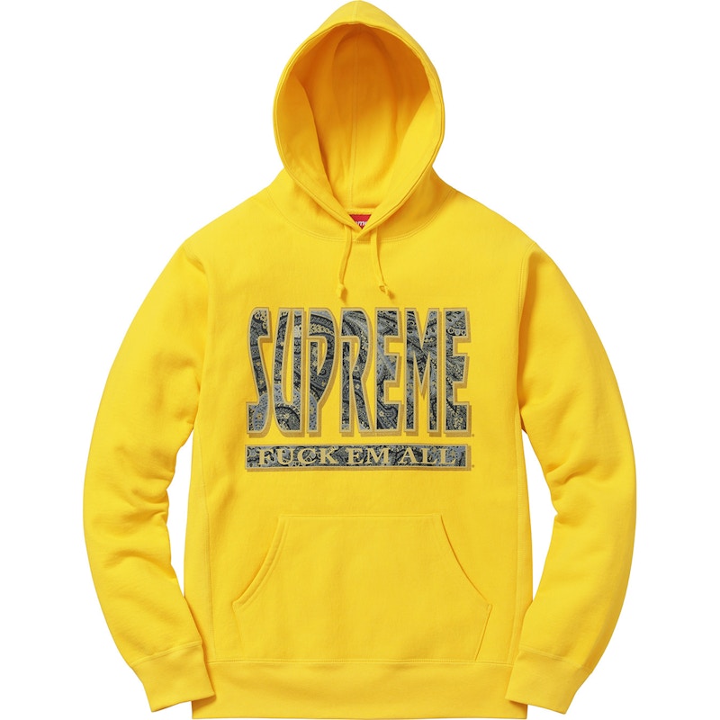 Supreme Paisley Fuck Em All Hoodie Yellow