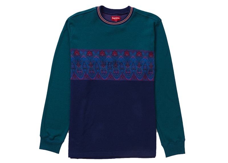 Supreme Paisley Stripe LS Top (SS19) Navy