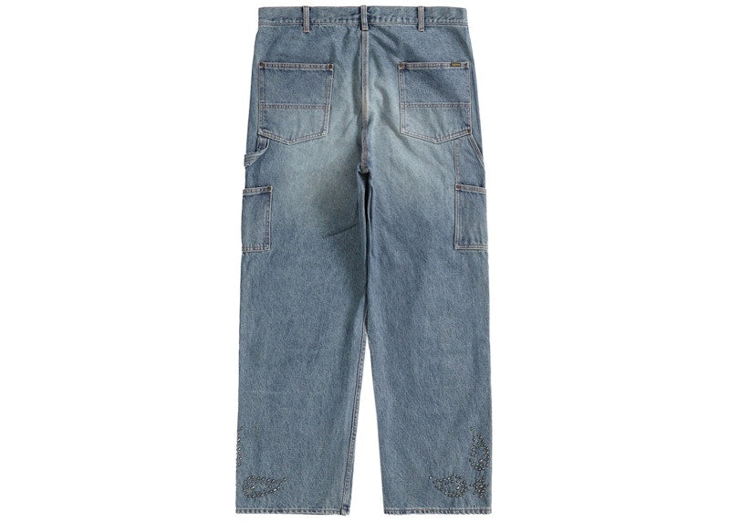 Supreme Paisley Studded Double Knee Painter Pant Washed Blue