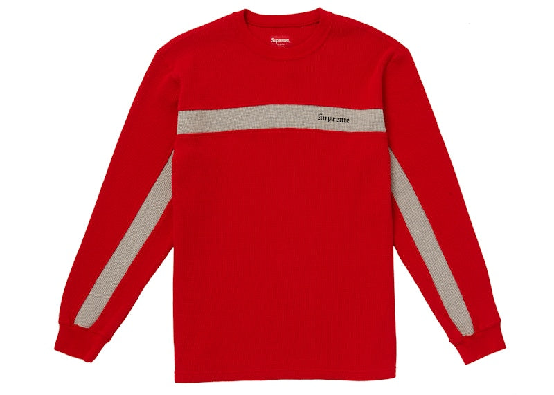 Supreme Panel Stripe Waffle Thermal Red