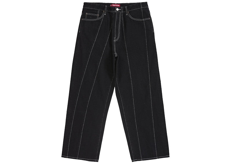 Supreme Paneled Stripe Baggy Jean Black