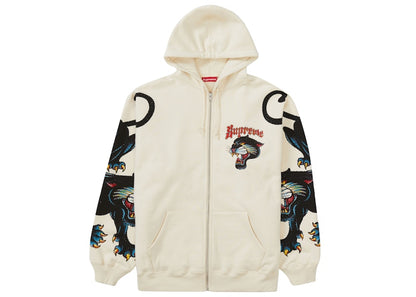 Supreme Panther Zip Up Hooded Sweatshirt Natural