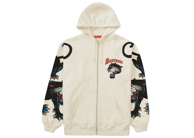 Supreme Panther Zip Up Hooded Sweatshirt Natural