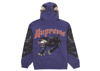 Supreme Panther Zip Up Hooded Sweatshirt Washed Navy