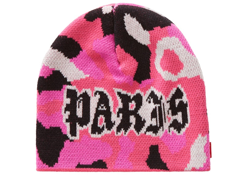 Supreme Paris Camo Beanie Pink Camo