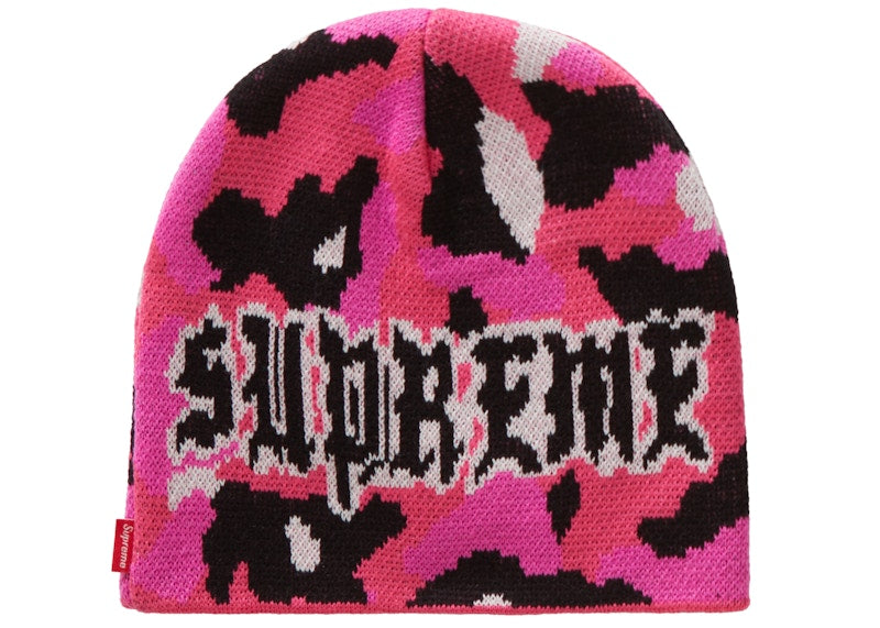 Supreme Paris Camo Beanie Pink Camo