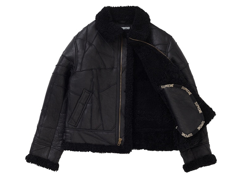 Supreme Patchwork Shearling B-3 Jacket Black