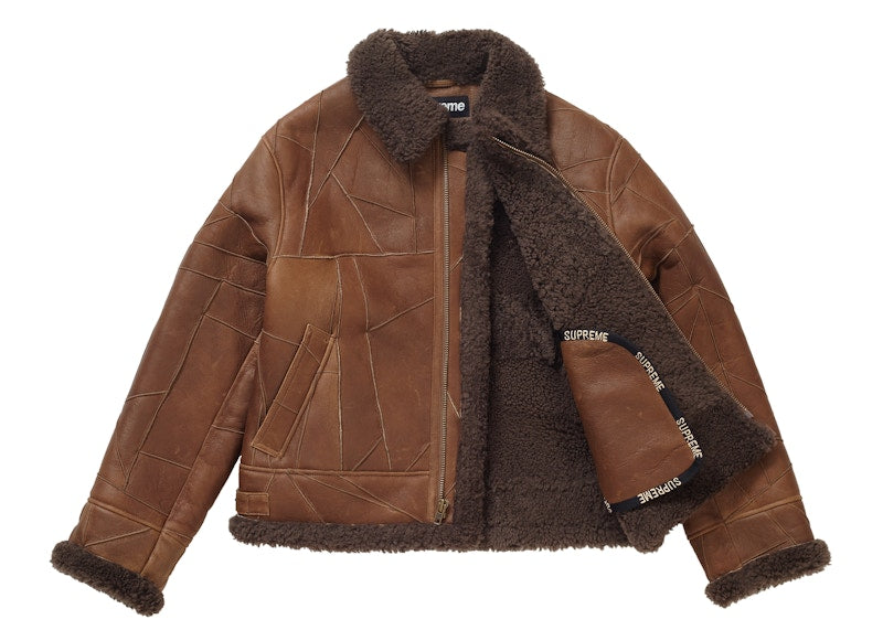 Supreme Patchwork Shearling B-3 Jacket Brown
