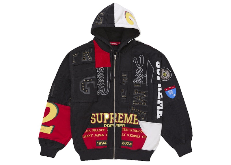 Supreme Patchwork Zip Up Hooded Sweatshirt (SS25) Black