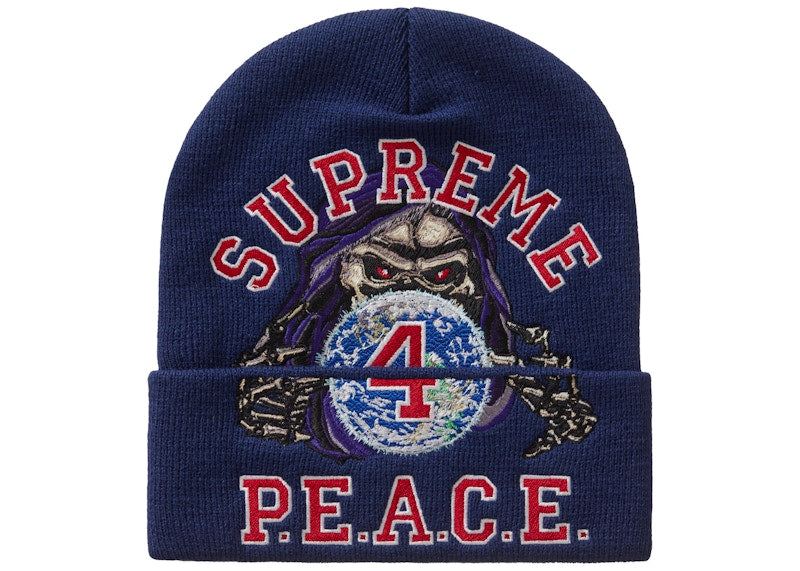 Supreme Peace Embroidered Beanie Navy