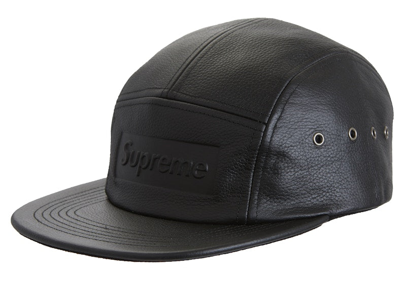 Supreme Pebbled Leather Camp Cap Black
