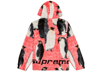 Supreme Penguins Hooded Fleece Jacket Pink
