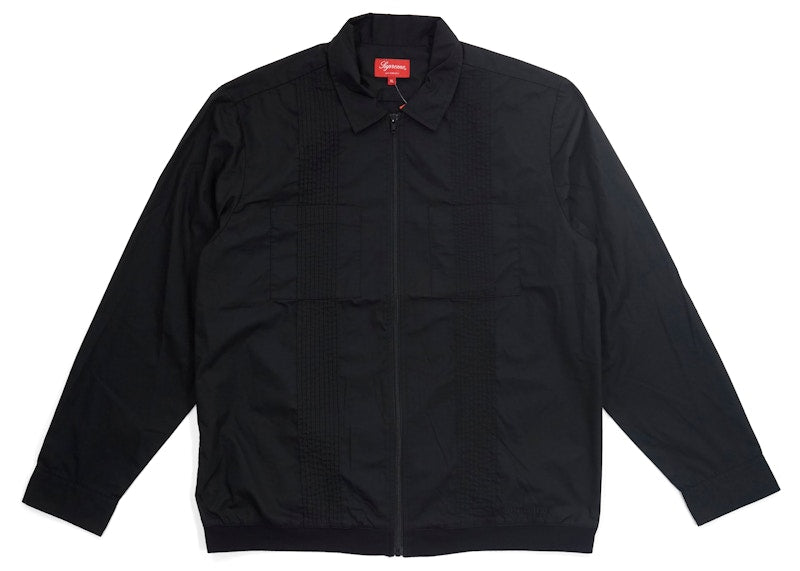 Supreme Pin Tuck Zip Up Shirt Black