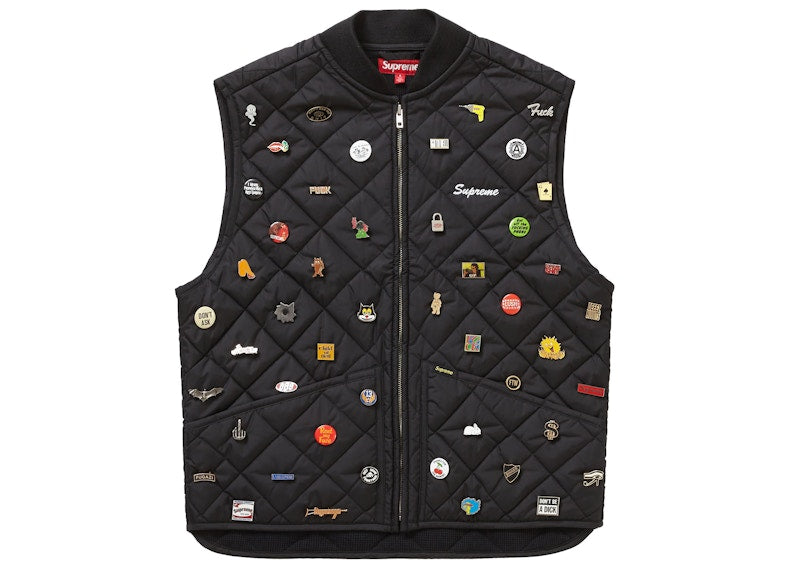 Supreme Pins Quilted Work Vest Black