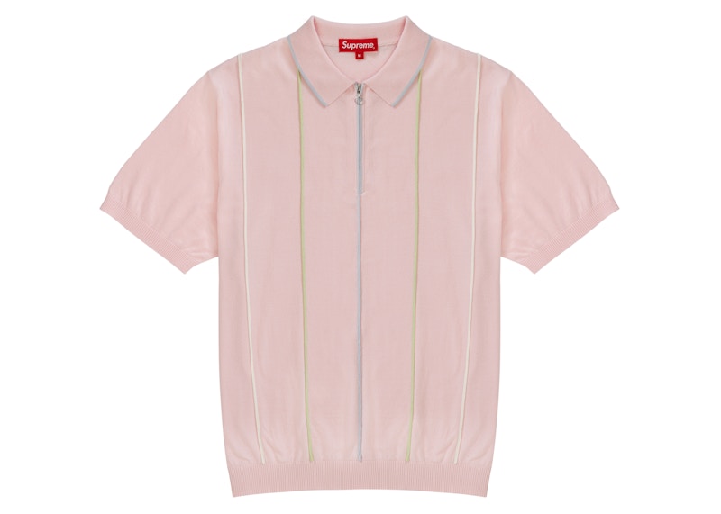 Supreme Pinstripe Half Zip Polo Pale Pink