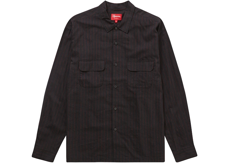 Supreme Pinstripe Linen Shirt Black