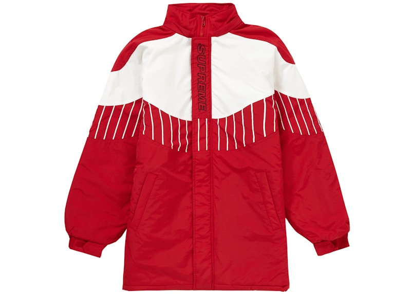 Supreme Pinstripe Panel Sports Parka Red