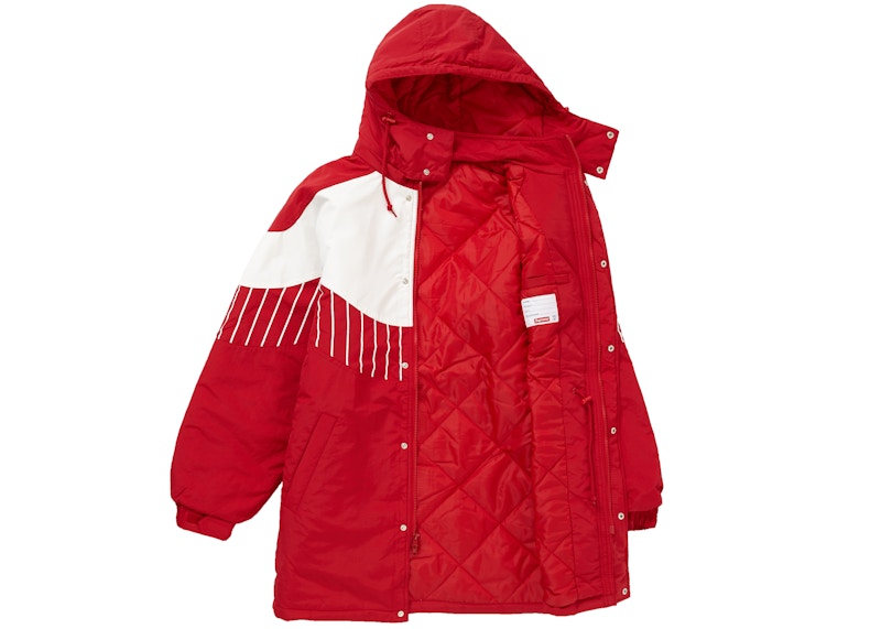 Supreme Pinstripe Panel Sports Parka Red