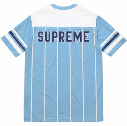 Supreme Pinstripe SS Football Top Light Blue