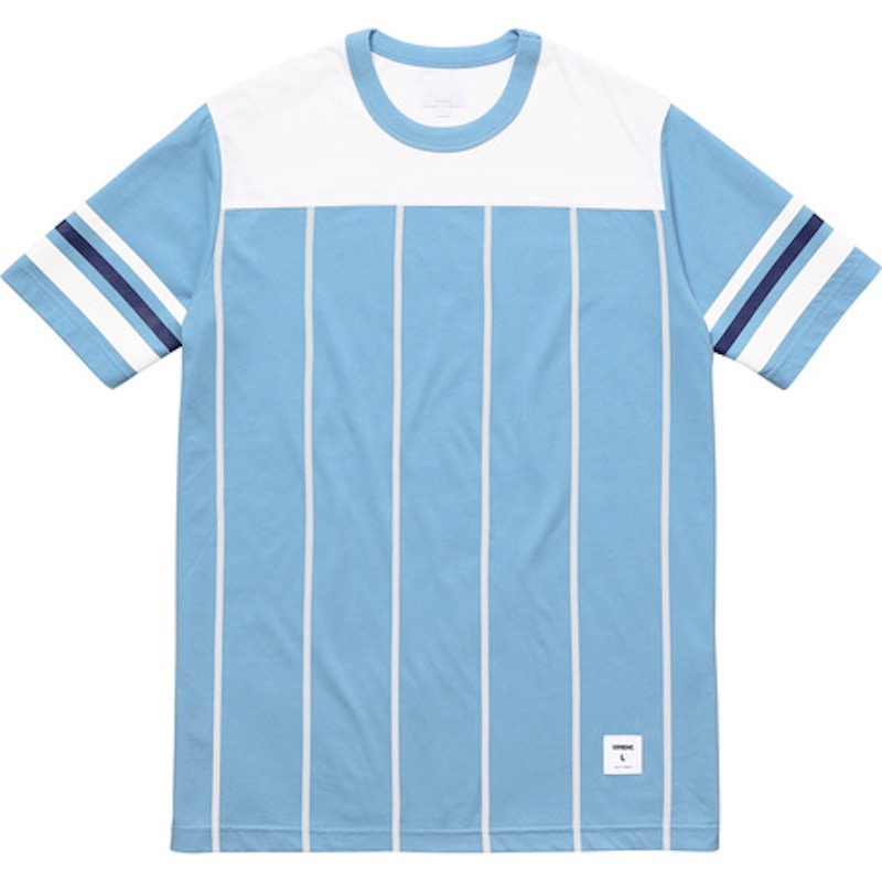 Supreme Pinstripe SS Football Top Light Blue