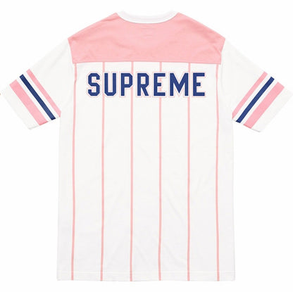 Supreme Pinstripe SS Football Top Pink