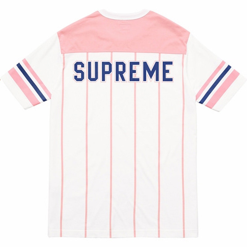 Supreme Pinstripe SS Football Top Pink