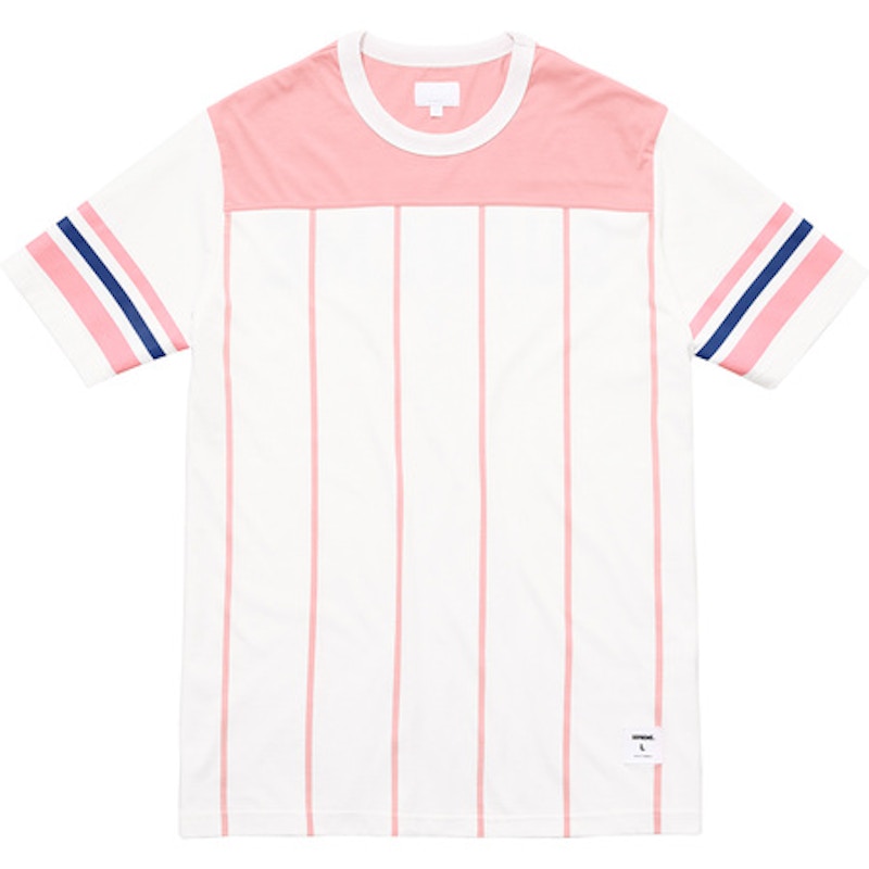 Supreme Pinstripe SS Football Top Pink