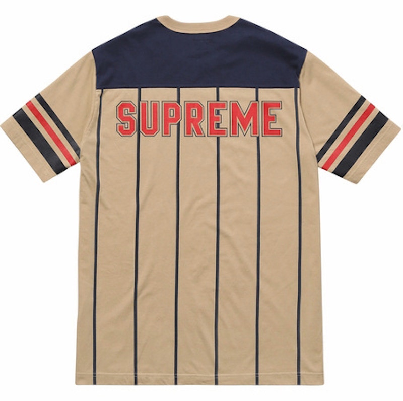 Supreme Pinstripe SS Football Top Tan