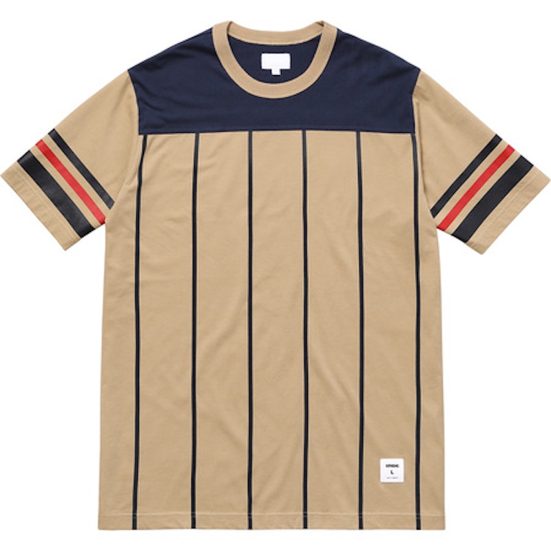 Supreme Pinstripe SS Football Top Tan