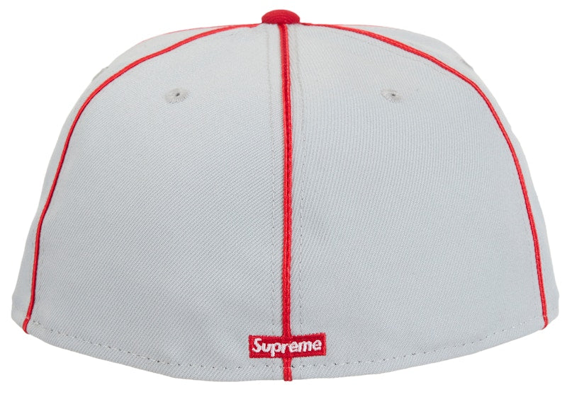 Supreme x New Era Piping Script Logo Cap Grey