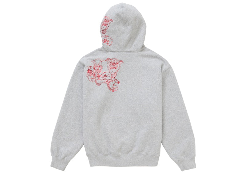 Supreme Pitbulls Embroidered Hooded Sweatshirt Heather Grey