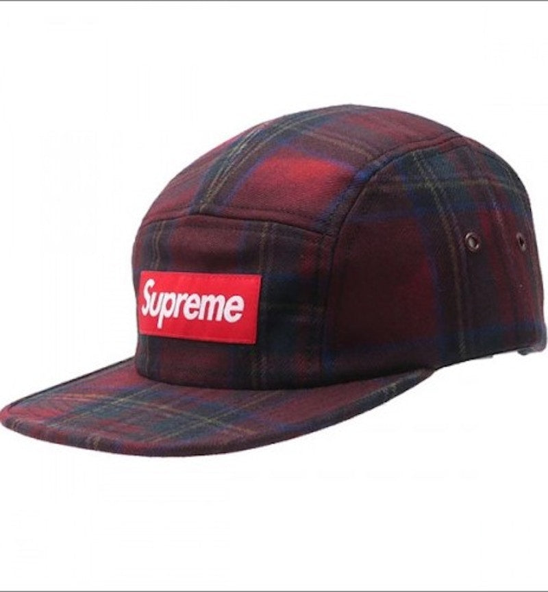 Supreme Plaid Camp Cap Red