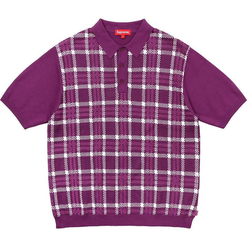 Supreme Plaid Knit Polo Purple