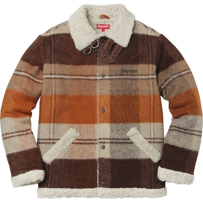 Supreme Plaid Shearling Bomber Brown Plaid