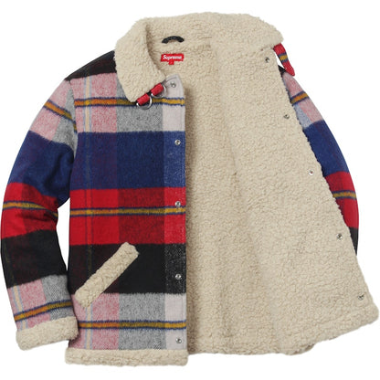 Supreme Plaid Shearling Bomber Red Plaid