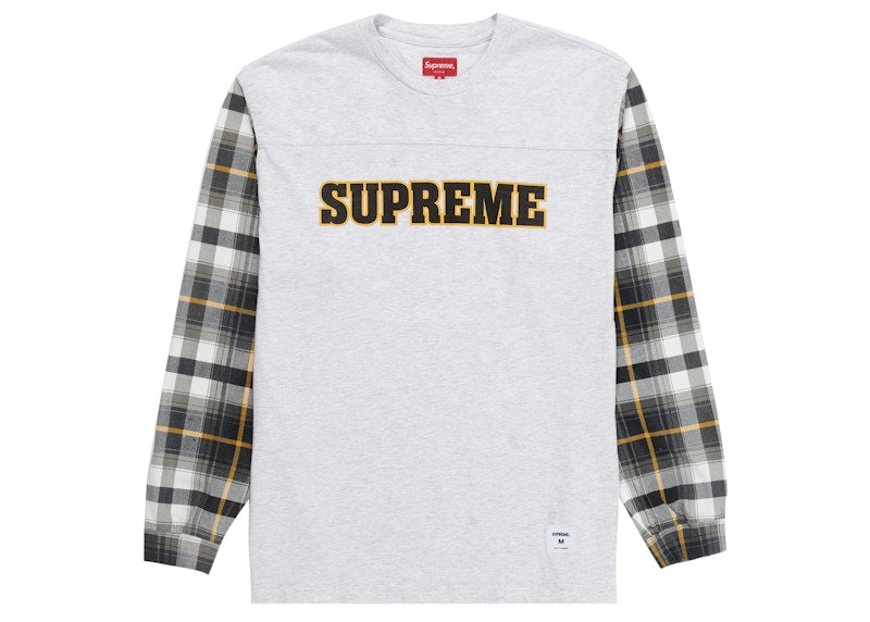 Supreme Plaid Sleeve L/S Tee Ash Grey