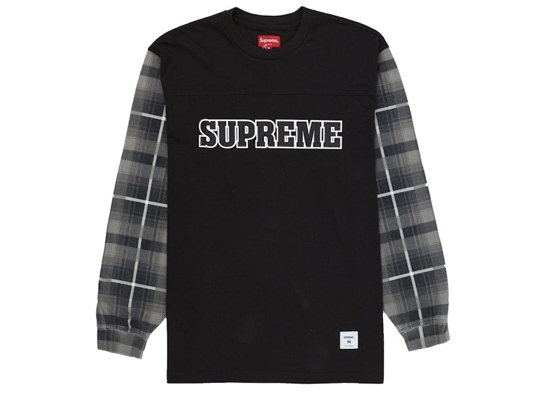 Supreme Plaid Sleeve L/S Tee Black