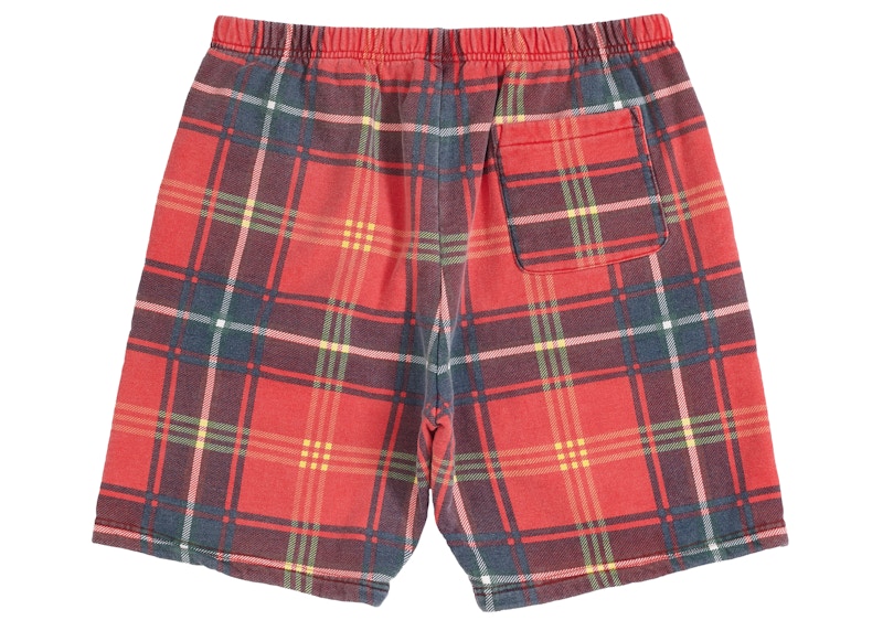 Supreme Plaid Sweatshort Red