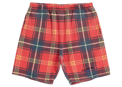Supreme Plaid Sweatshort Red