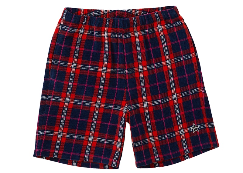 Supreme Plaid Velour Short Navy