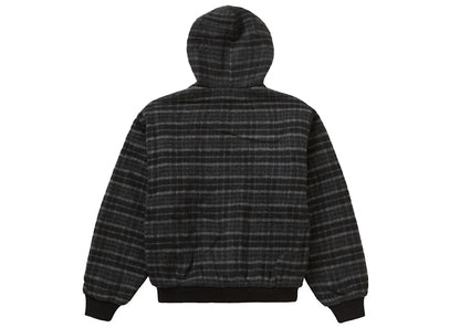 Supreme Plaid Wool Hooded Work Jacket Black